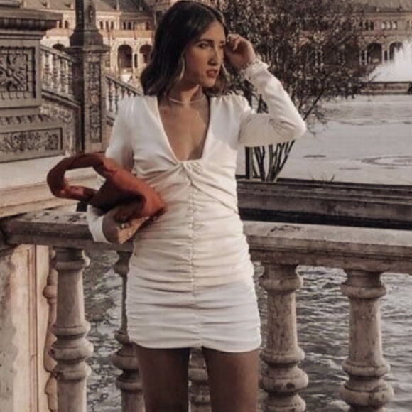 NWT Zara Draped Ruched Dress, Size L - Picture 5 of 12